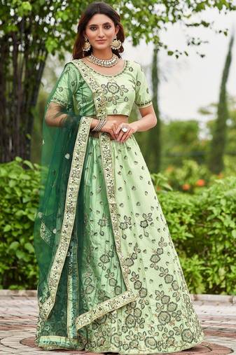 Women Embroidered Semi-Stitched Lehenga & Unstitched Blouse With Dupatta