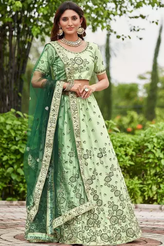 Women Embroidered Semi-Stitched Lehenga & Unstitched Blouse With Dupatta