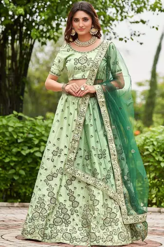 Women Embroidered Semi-Stitched Lehenga & Unstitched Blouse With Dupatta