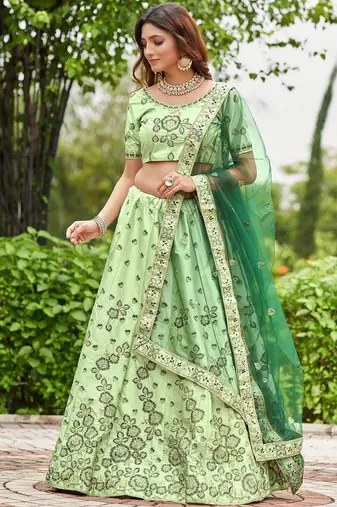 Women Embroidered Semi-Stitched Lehenga & Unstitched Blouse With Dupatta