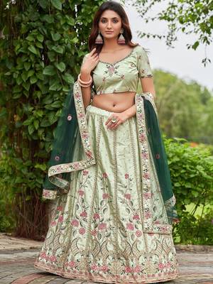 Embroidered Semi-Stitched Lehenga & Unstitched Blouse With Dupatta 1