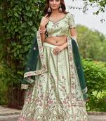 Embroidered Semi-Stitched Lehenga & Unstitched Blouse With Dupatta