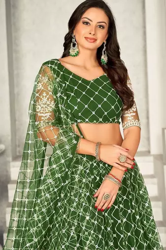 Women Embroidered Semi-Stitched Lehenga & Unstitched Blouse with Dupatta
