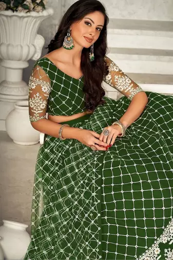 Women Embroidered Semi-Stitched Lehenga & Unstitched Blouse with Dupatta