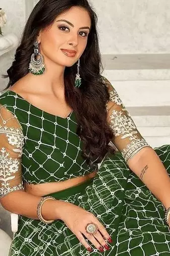 Women Embroidered Semi-Stitched Lehenga & Unstitched Blouse with Dupatta