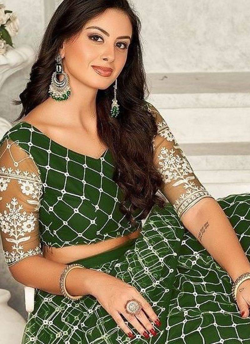 Women Embroidered Semi-Stitched Lehenga & Unstitched Blouse with Dupatta
