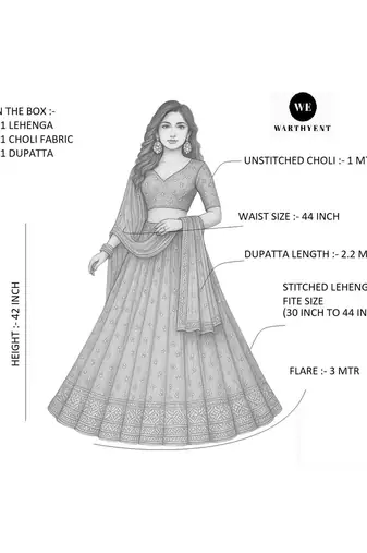 Women Embroidered Semi-Stitched Lehenga & Unstitched Blouse with Dupatta