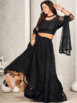 Women Embroidered Semi-Stitched Lehenga & Unstitched Blouse With Dupatta 1