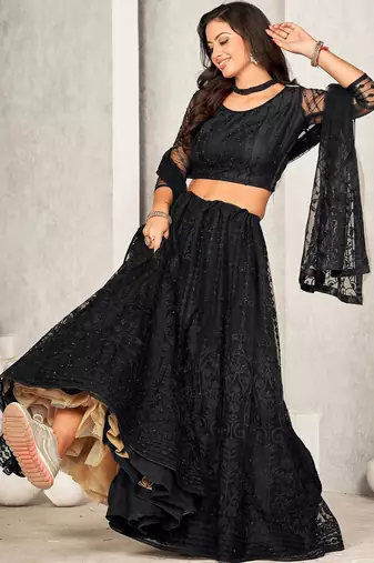 Women Embroidered Semi-Stitched Lehenga & Unstitched Blouse With Dupatta
