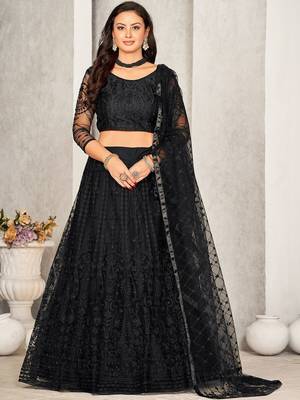 Women Embroidered Semi-Stitched Lehenga & Unstitched Blouse With Dupatta 2