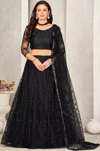 Women Embroidered Semi-Stitched Lehenga & Unstitched Blouse With Dupatta