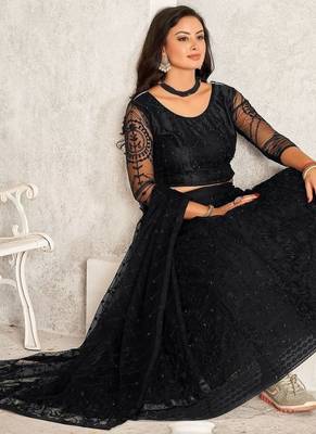 Women Embroidered Semi-Stitched Lehenga & Unstitched Blouse With Dupatta 3