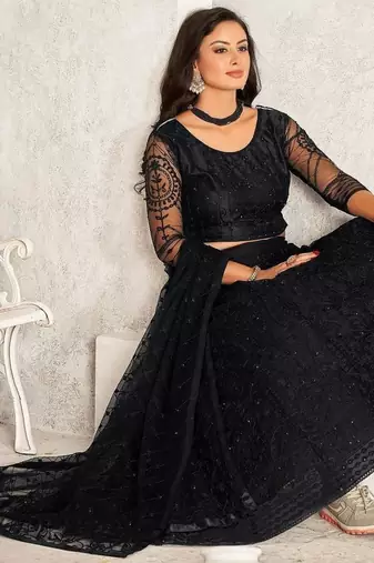 Women Embroidered Semi-Stitched Lehenga & Unstitched Blouse With Dupatta