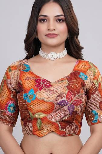 Designer padded blouse with embroidery work