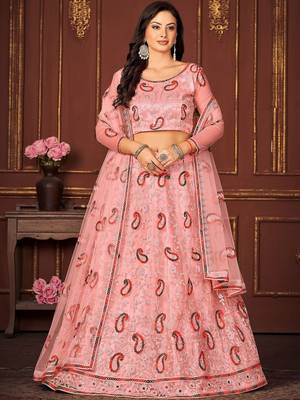 Women Embroidered Semi-Stitched Lehenga & Unstitched Blouse With Dupatta 1
