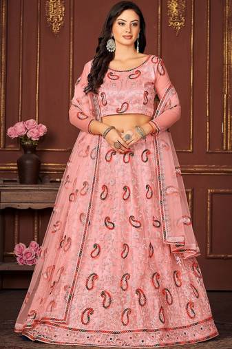 Women Embroidered Semi-Stitched Lehenga & Unstitched Blouse With Dupatta
