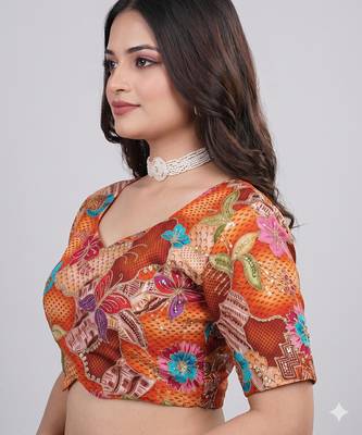 Designer padded blouse with embroidery work 2