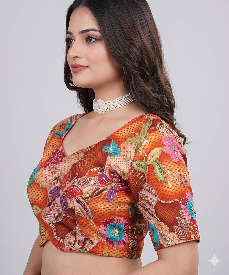 Designer padded blouse with embroidery work