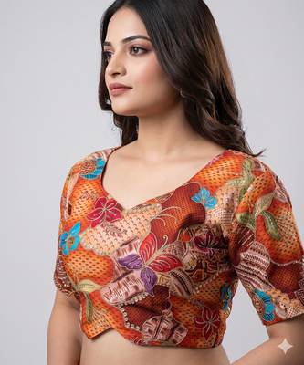 Designer padded blouse with embroidery work 4