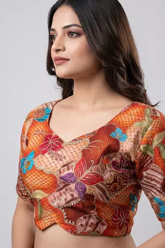 Designer padded blouse with embroidery work