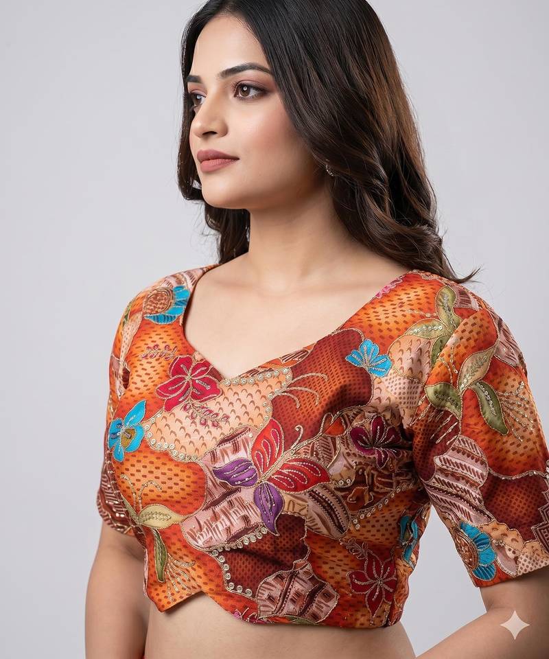 Designer padded blouse with embroidery work