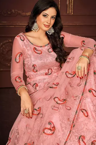 Women Embroidered Semi-Stitched Lehenga & Unstitched Blouse With Dupatta