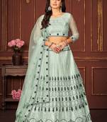Women Embroidered Semi-Stitched Lehenga & Unstitched Blouse with Dupatta