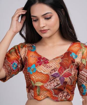 Designer padded blouse with embroidery work 5
