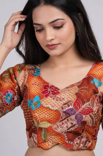 Designer padded blouse with embroidery work