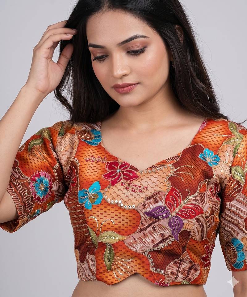 Designer padded blouse with embroidery work