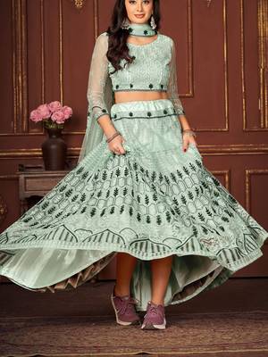 Women Embroidered Semi-Stitched Lehenga & Unstitched Blouse with Dupatta 2
