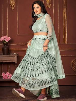 Women Embroidered Semi-Stitched Lehenga & Unstitched Blouse with Dupatta 3