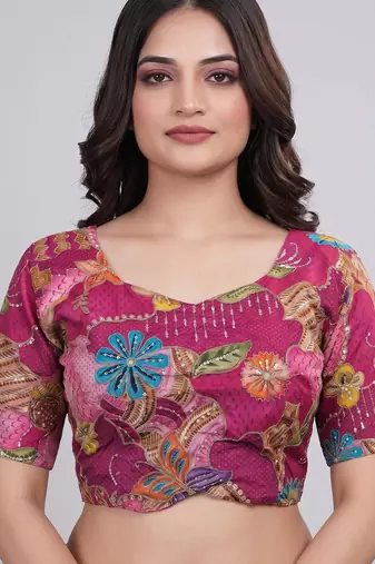 Traditional embroidered blouse for saree