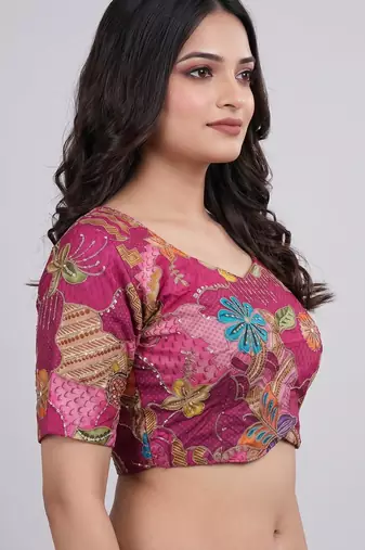 Traditional embroidered blouse for saree