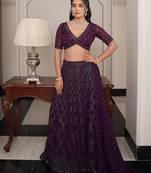 Embroidered Semi-Stitched Lehenga & Unstitched Blouse With Dupatta