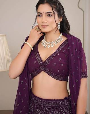 Embroidered Semi-Stitched Lehenga & Unstitched Blouse With Dupatta 2
