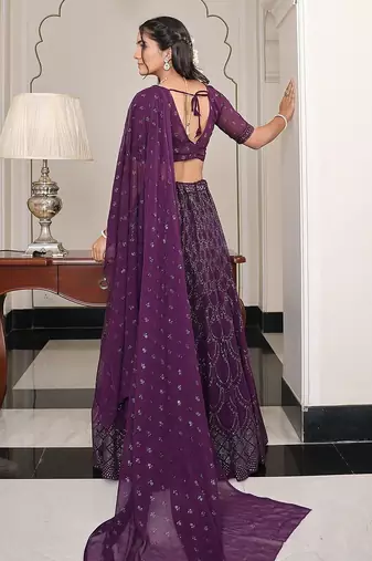 Embroidered Semi-Stitched Lehenga & Unstitched Blouse With Dupatta