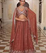 Embroidered Sequinned Semi-Stitched Lehenga & Unstitched Blouse With Dupatta