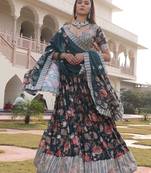 Printed Sequinned Semi-Stitched Lehenga & Unstitched Blouse With Dupatta
