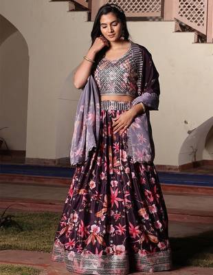 Embroidered Semi-Stitched Lehenga & Unstitched Blouse With Dupatta 1