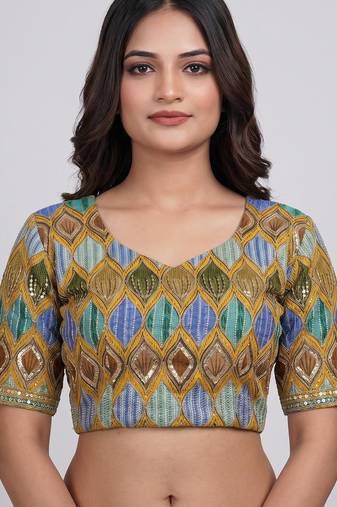 Party wear embroidered readymade blouse