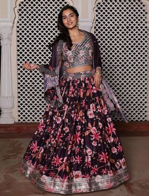 Embroidered Semi-Stitched Lehenga & Unstitched Blouse With Dupatta 3