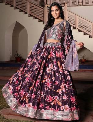 Embroidered Semi-Stitched Lehenga & Unstitched Blouse With Dupatta 4