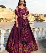 Printed Semi-Stitched Lehenga & Unstitched Blouse With Dupatta