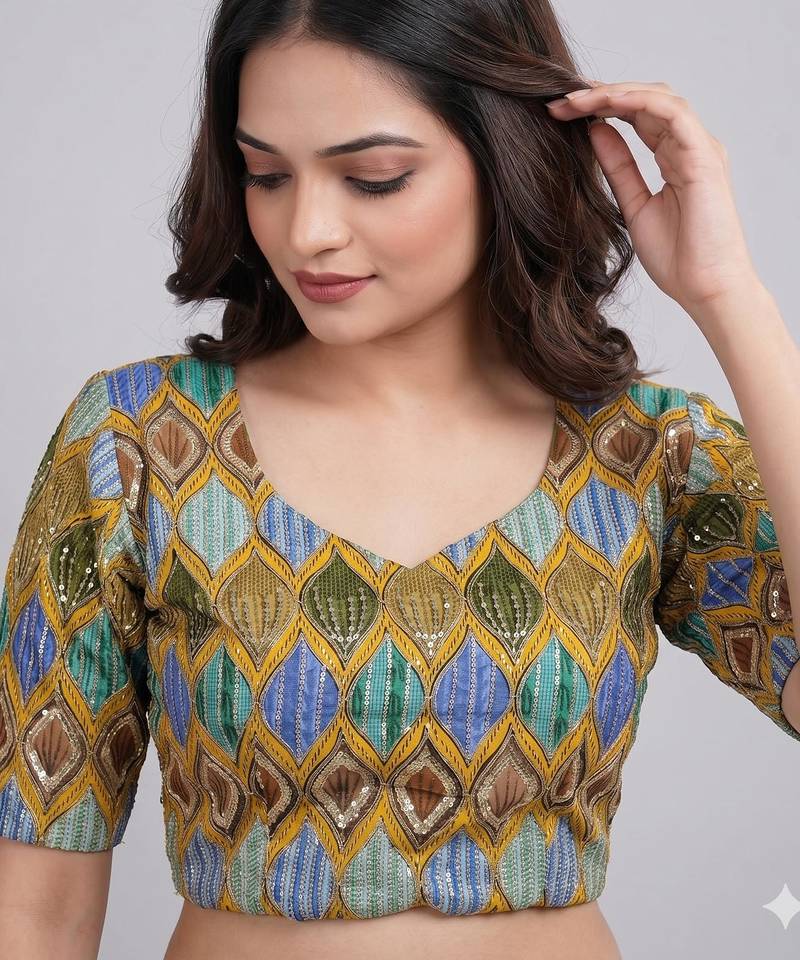 Party wear embroidered readymade blouse