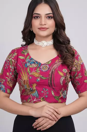 pink color embroidered blouse 36 to 42