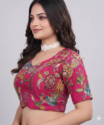 pink color embroidered blouse 36 to 42 2