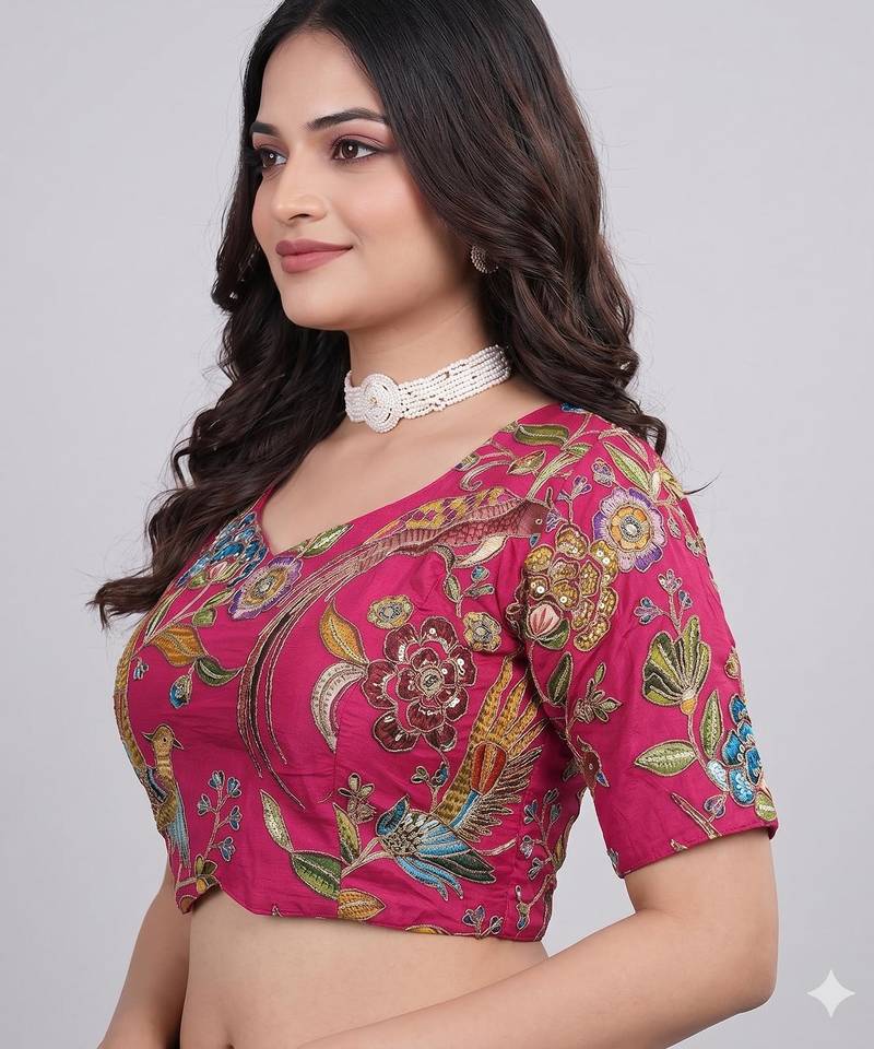 pink color embroidered blouse 36 to 42