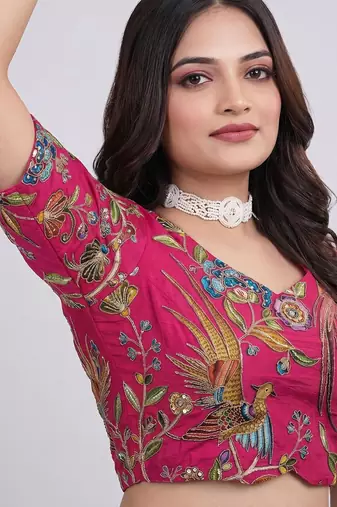 pink color embroidered blouse 36 to 42
