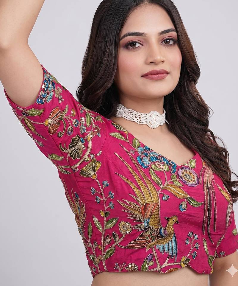 pink color embroidered blouse 36 to 42